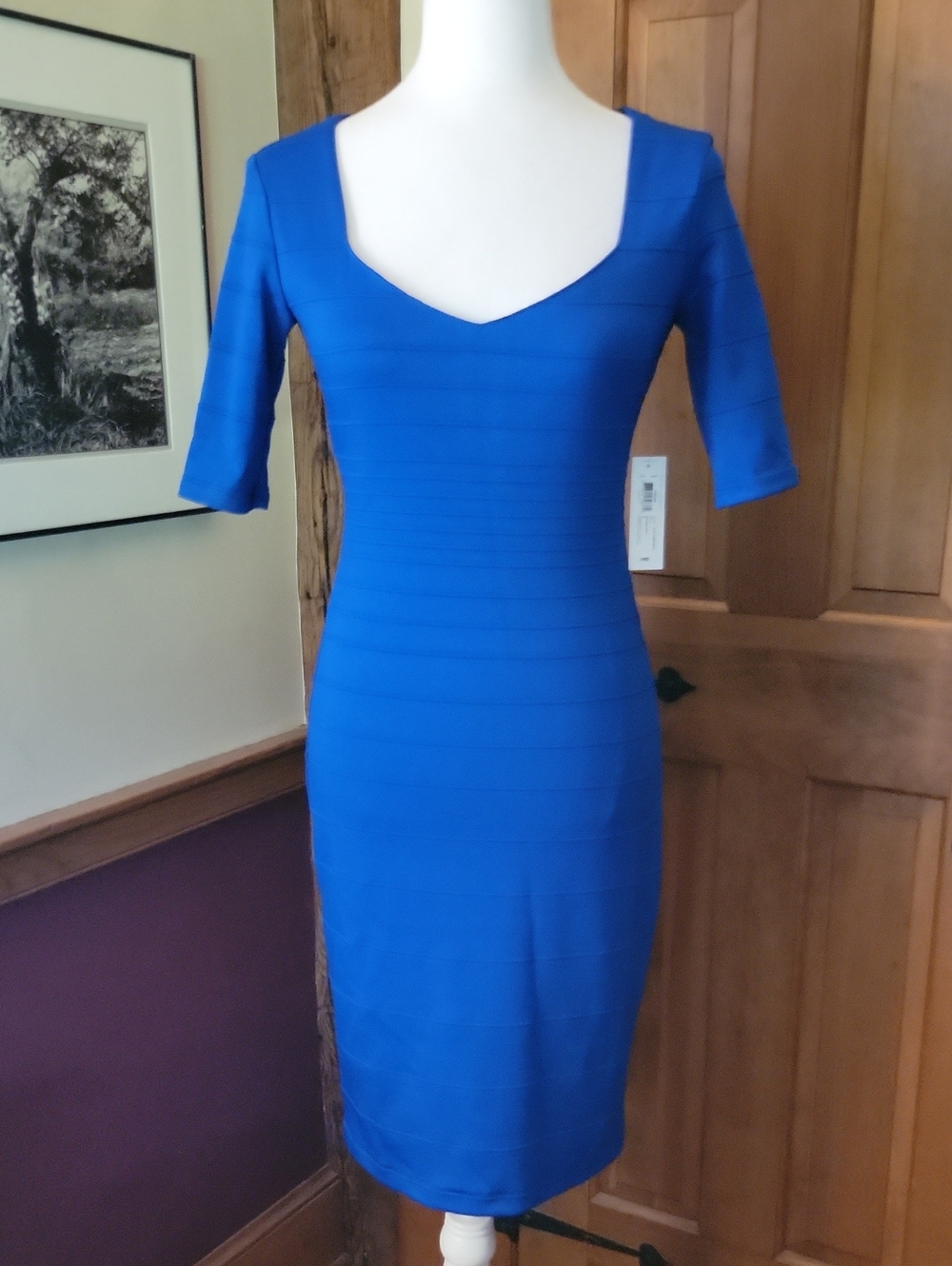 Bisou Bisou Ripple Texture Stretch BodyCon Wiggle Dress